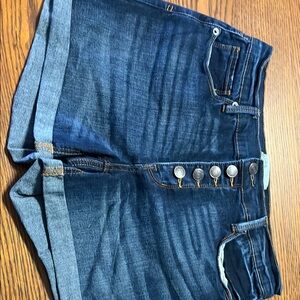 Mudd Blue Jean Shorts with Distressed Hem and Faded Wash